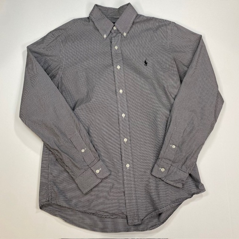 Ralph Lauren Men's‎ Button Down Shirt Classic Fit Gingham Check Black White M